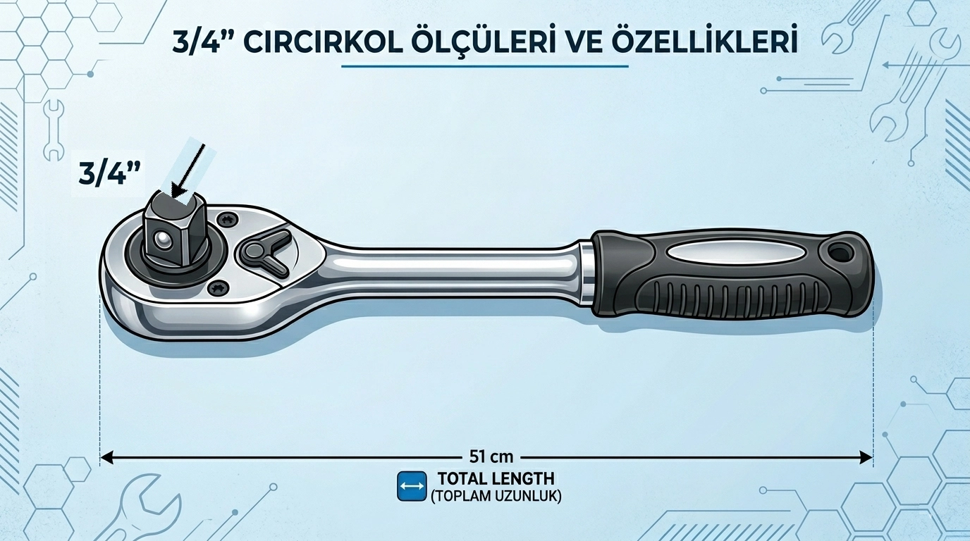 3/4’’ Cırcır Kolu 510 Mm (45 Diş)