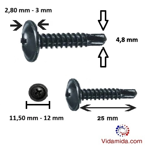 Rysb Akıllı Vida 4,8 Mm Kalınlık Siyah (25 Adet)
