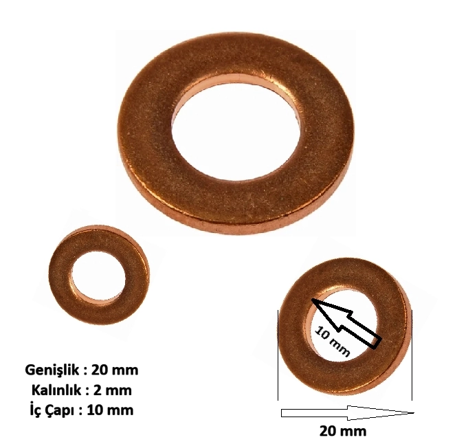 M10X20 2 Mm Kalınlık Bakır Pul (25 Adet)