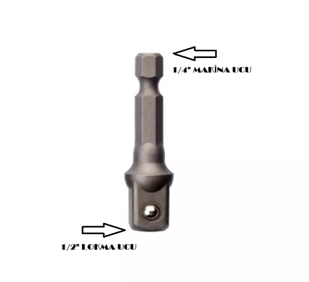 1/4’’M-1/2’’M Bits Uç Lokma Adaptörü 50Mm (Makina Kullanımına Uygun)