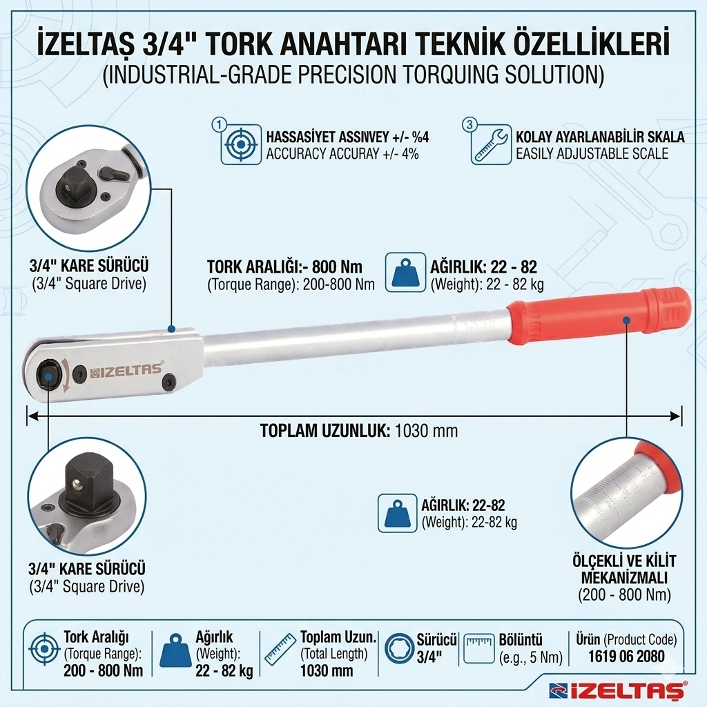 3/4’’ Tork Anahtar 200-800 Nm