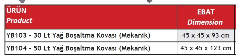 Yağ Boşaltma Kovası Mekanik Elle 50 lt 